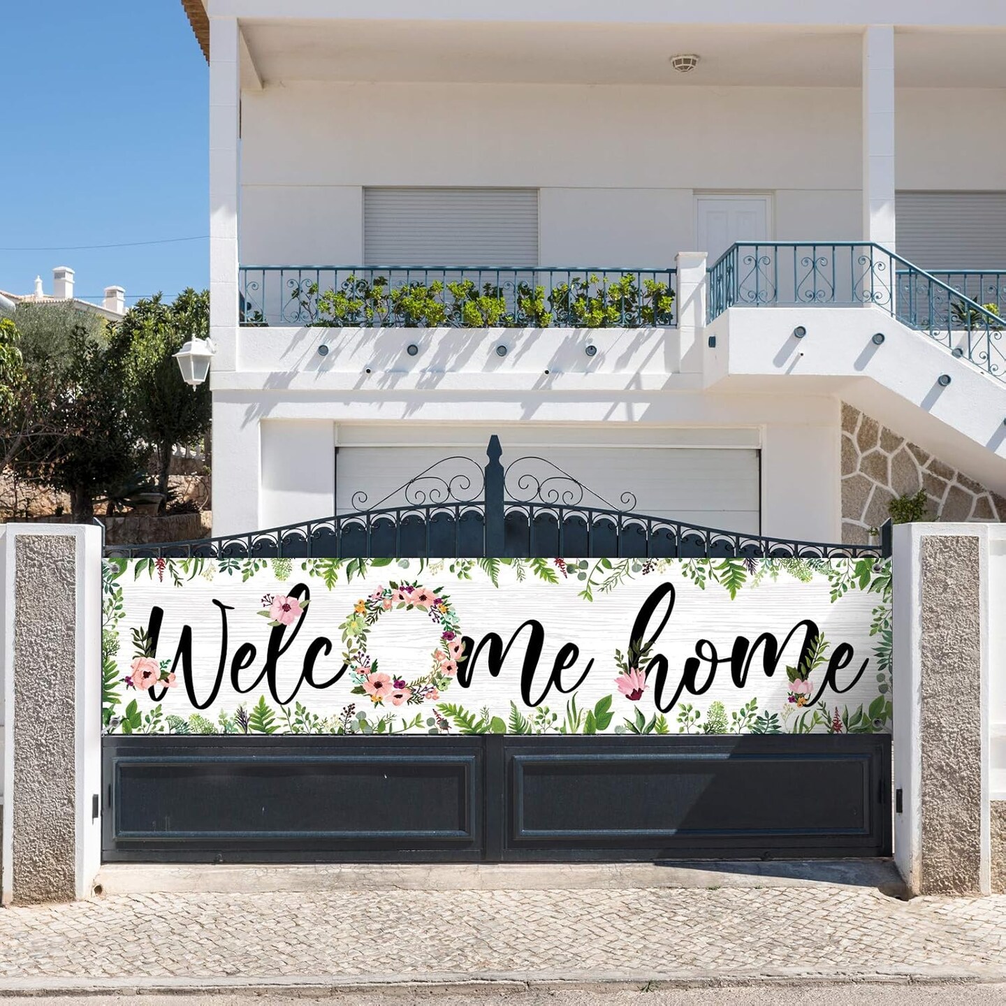 Large Welcome Home Banner 71 x 15.7 Inches Spring Summer Fall Flower
