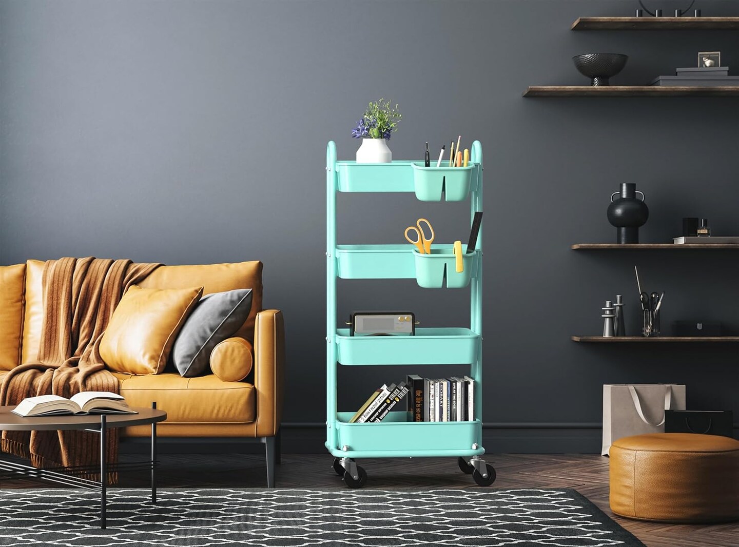 4-Tier Multifunctional Rolling Utility Cart