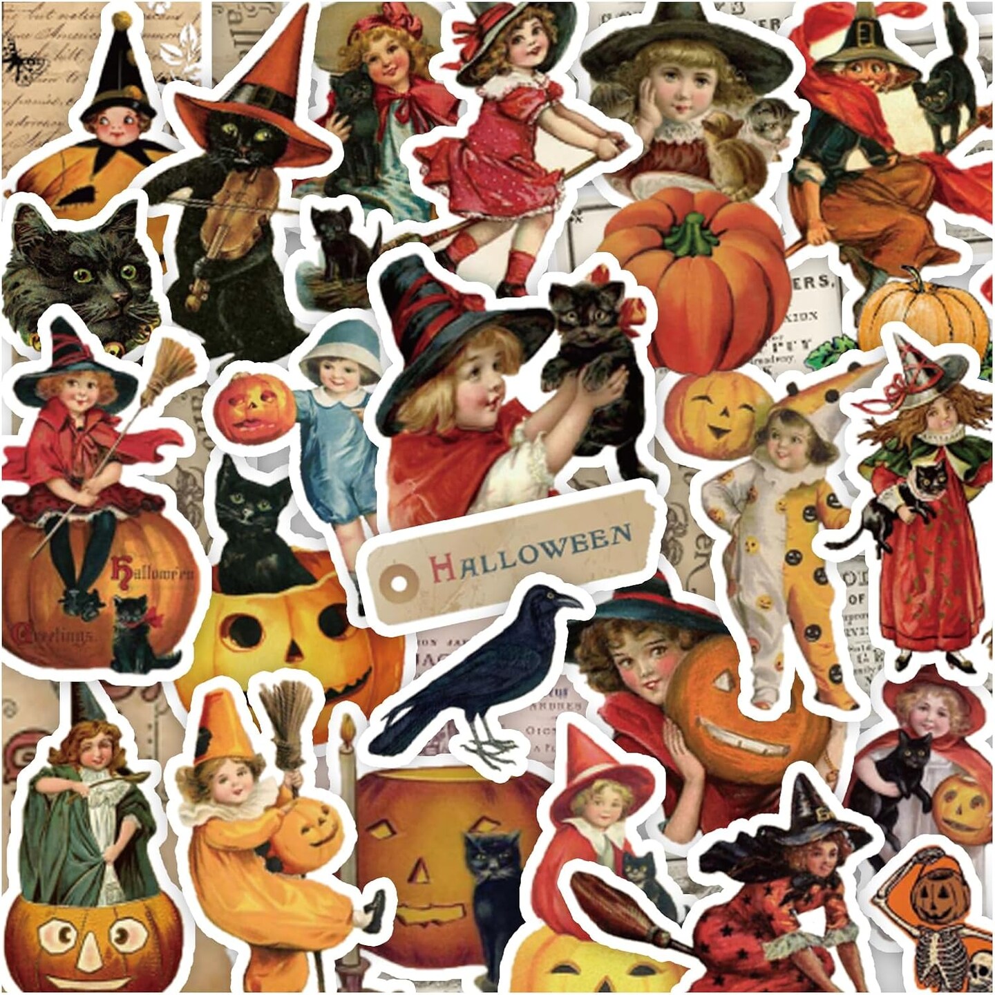 100 Pcs Vintage Witch Stickers for Kids