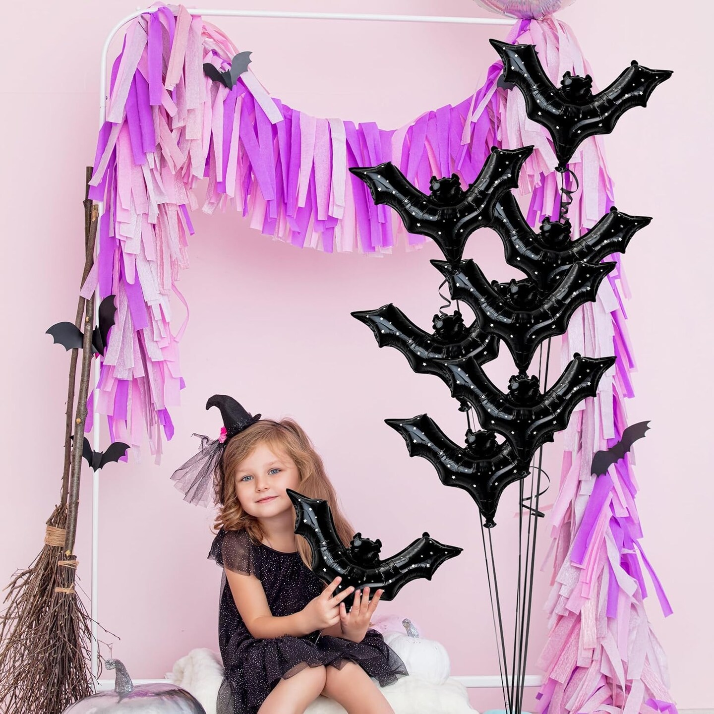 Bat Balloons Black Halloween Decorations