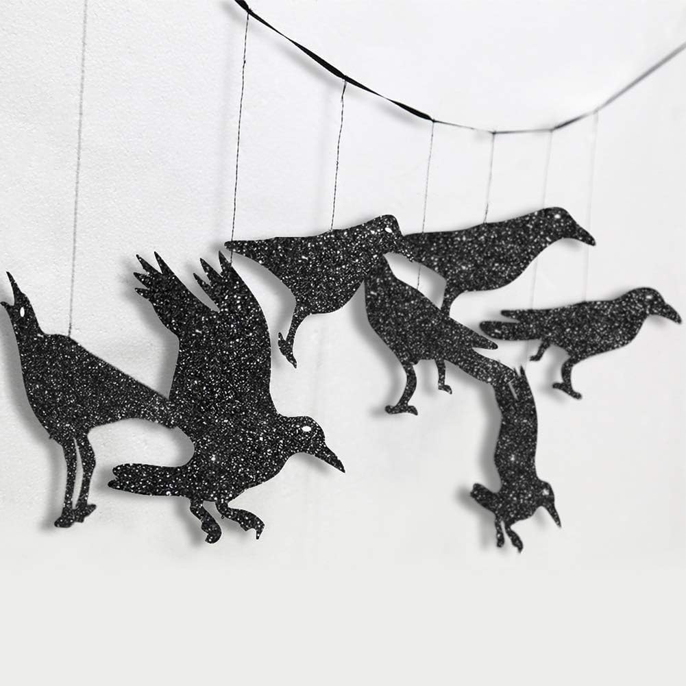 Summerween Glitter Black Crow Decorations