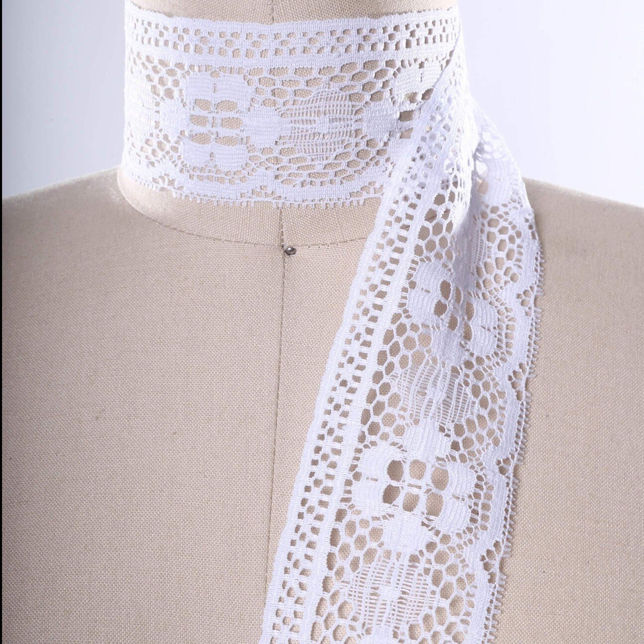 2 Yards White Polyester Navajo Elements Lace Trim for Home and Craft Projects