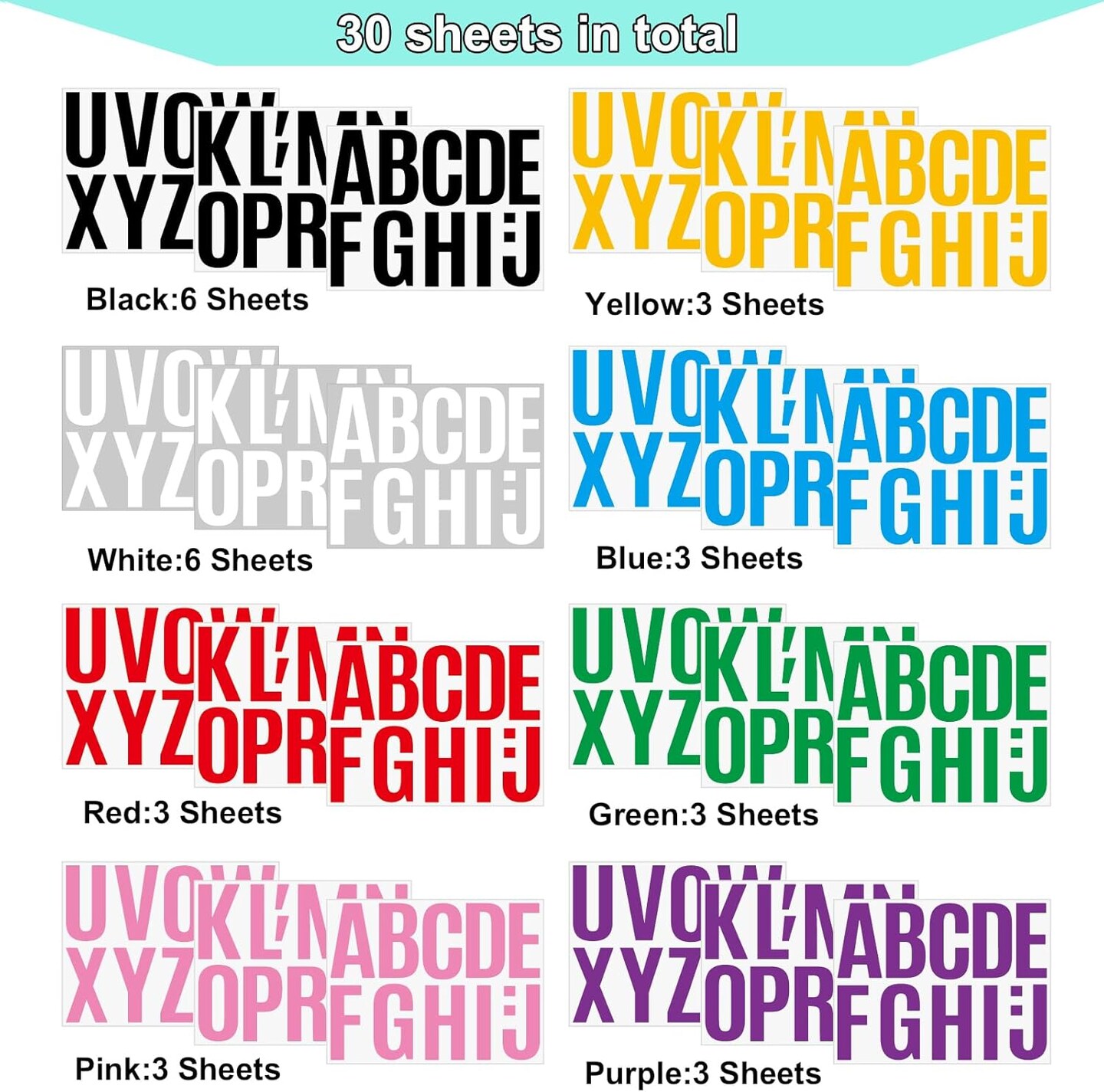 340 Pieces 30 Sheets Large Letter Stickers