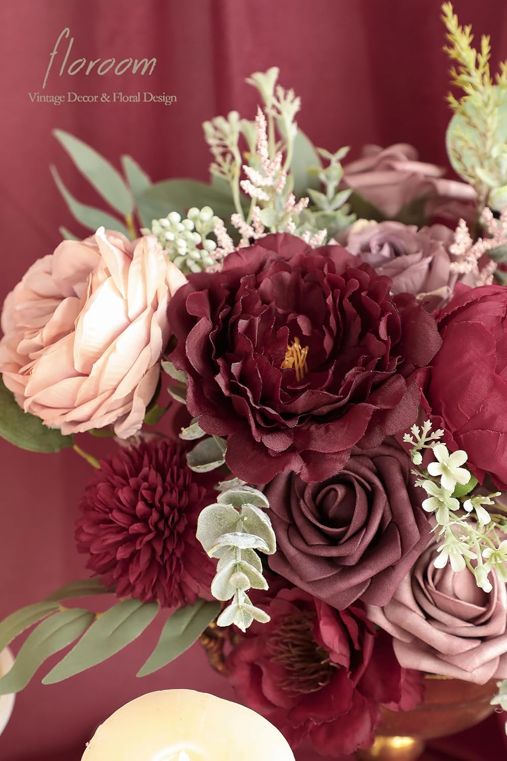DIY Dark Red Wedding Bouquets Bridal Shower Centerpieces Floral Arrangements