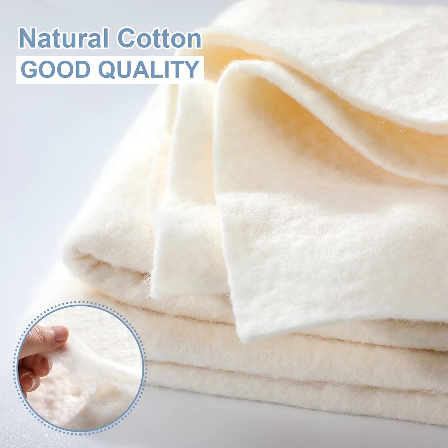 3 Pcs Natural Cotton Quilt Batting Heat Resistant Batting Warm White (40 x 40 Inch)