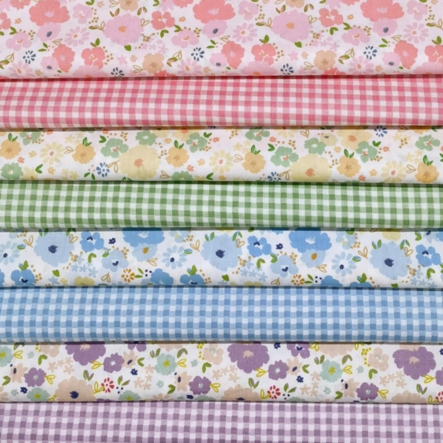 7PCS 20" x 20" Large Cotton Fabric Squares – Big Flower Quilting Patchwork Fabric Bundle for DIY Sewing, Cushions & Home Craft Projects (50 × 50 cm)