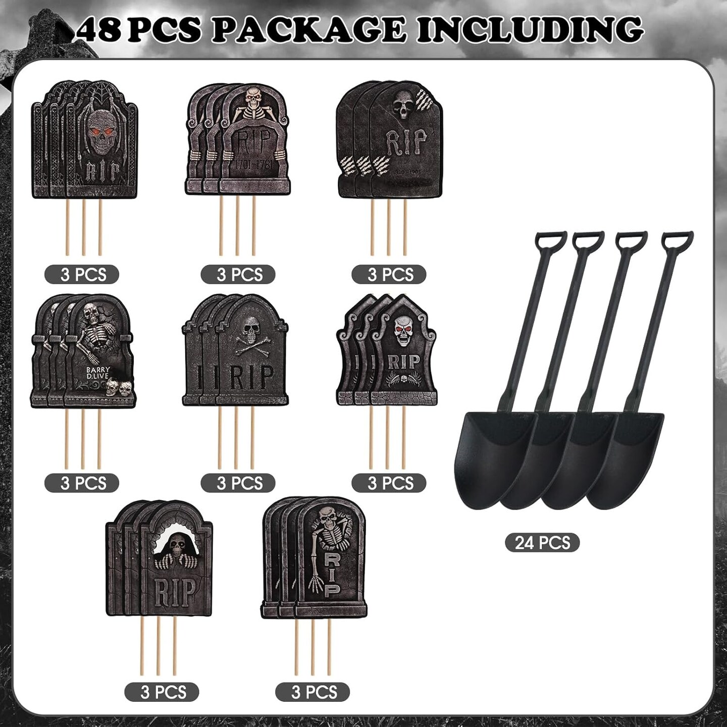 48 Pcs Halloween Cupcake Toppers