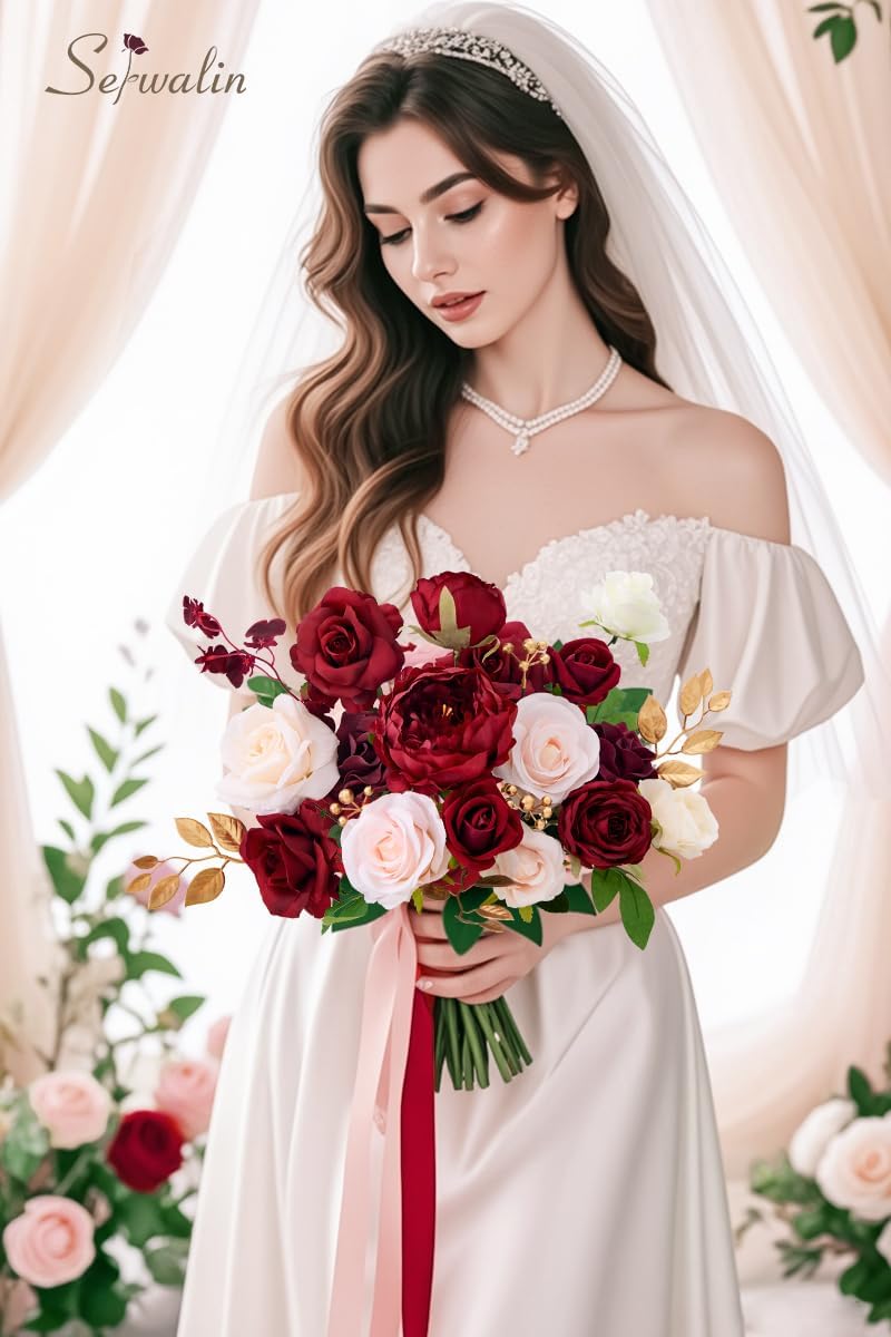 Artificial Flowers Silk Fake Flowers Roses for DIY Wedding Bouquets