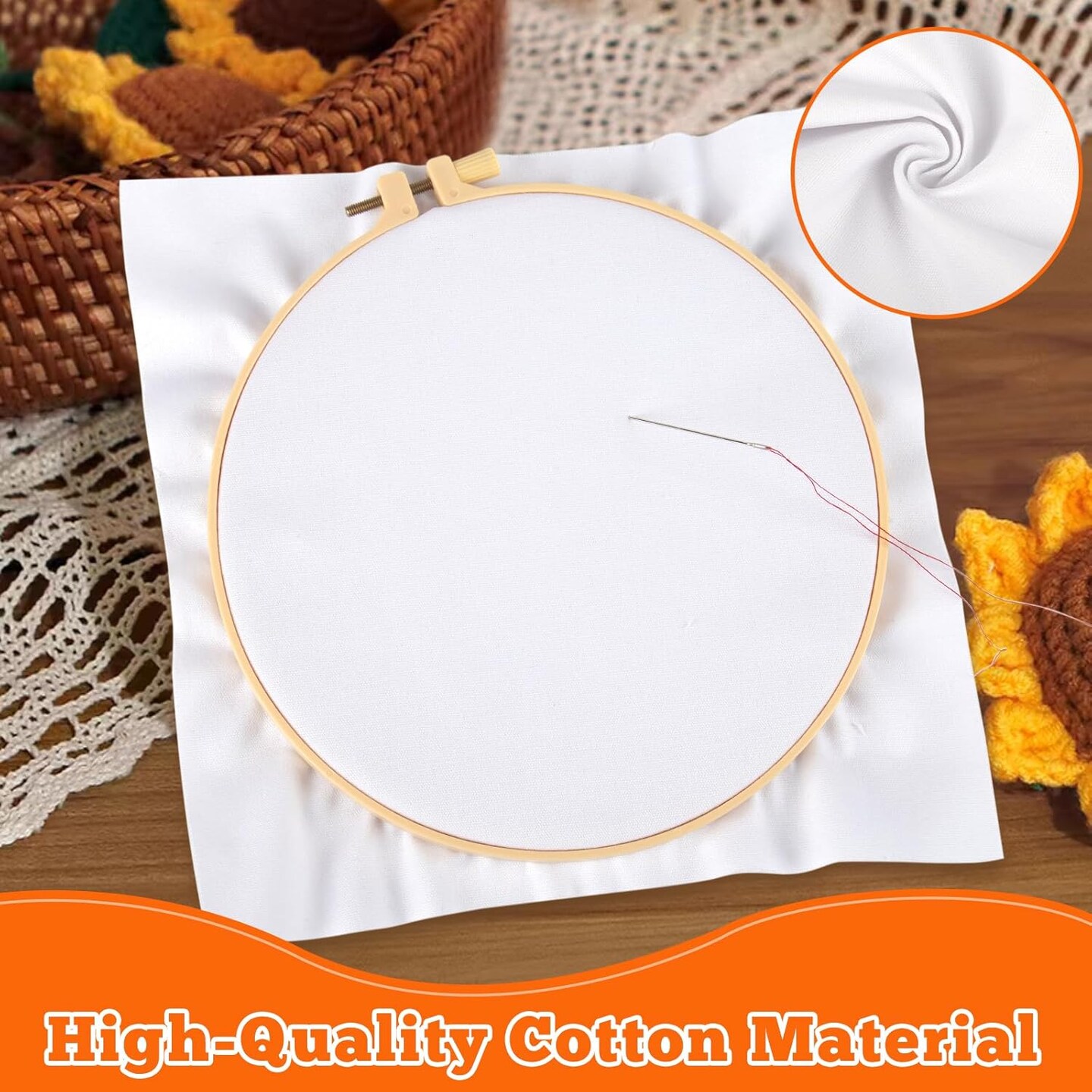 10 PCS Embroidery Fabric, Pre-Cut White Natural Cotton Embroidery Cloth Fabric