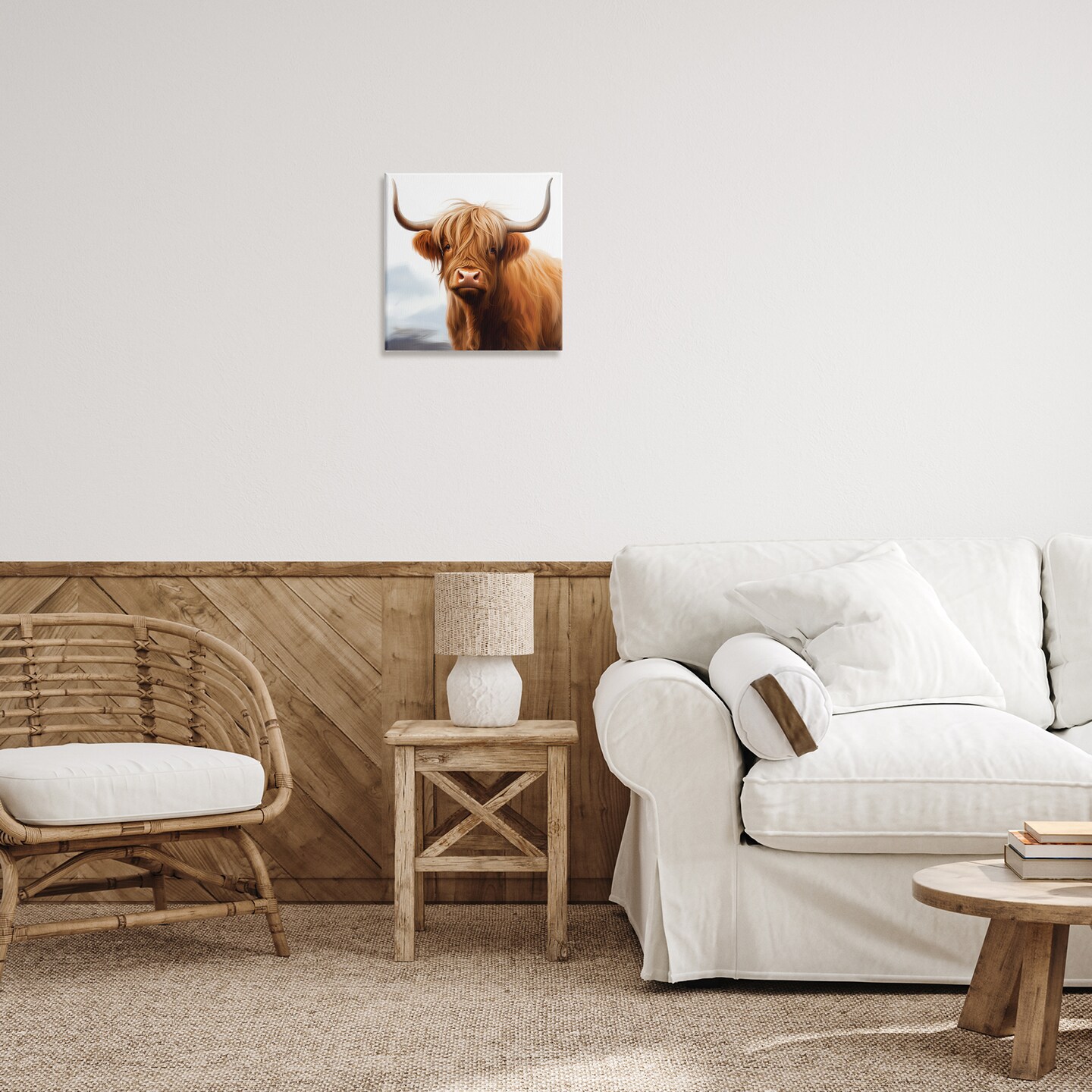 Stupell Industries Long Horn Highland Cow Portrait Canvas Design by Heidi Kuntz