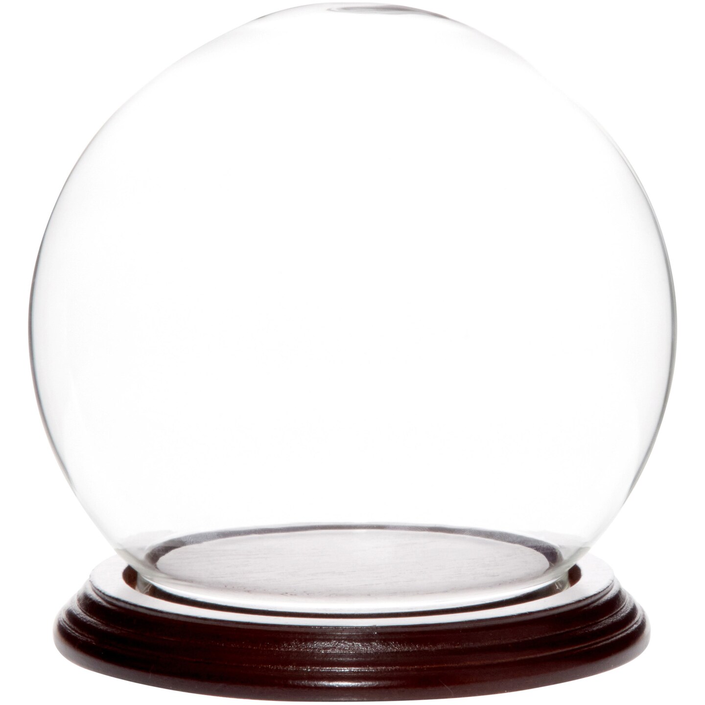 Plymor 5" x 6" Glass Display Dome Globe Cloche (Dark Mahogany Veneer Base)