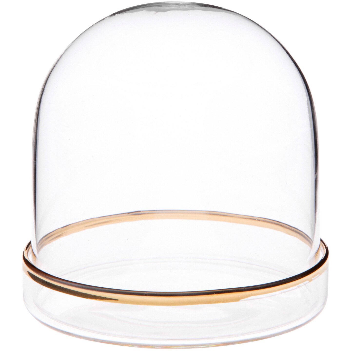 Plymor 3" x 3" Glass Display Dome Cloche (Gold Rim Glass Tray Base)
