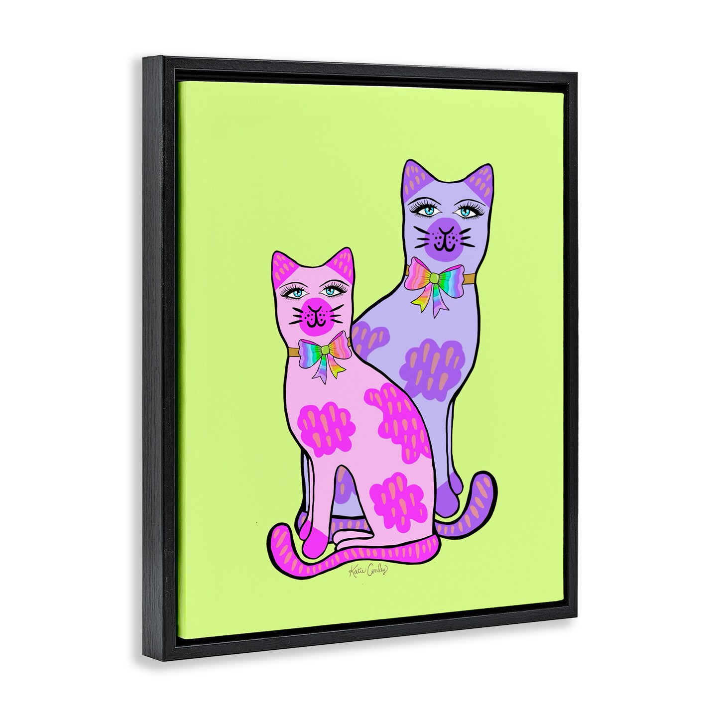 Stupell Industries Funky Bright Cats Floating Frame Design by Katie Conley