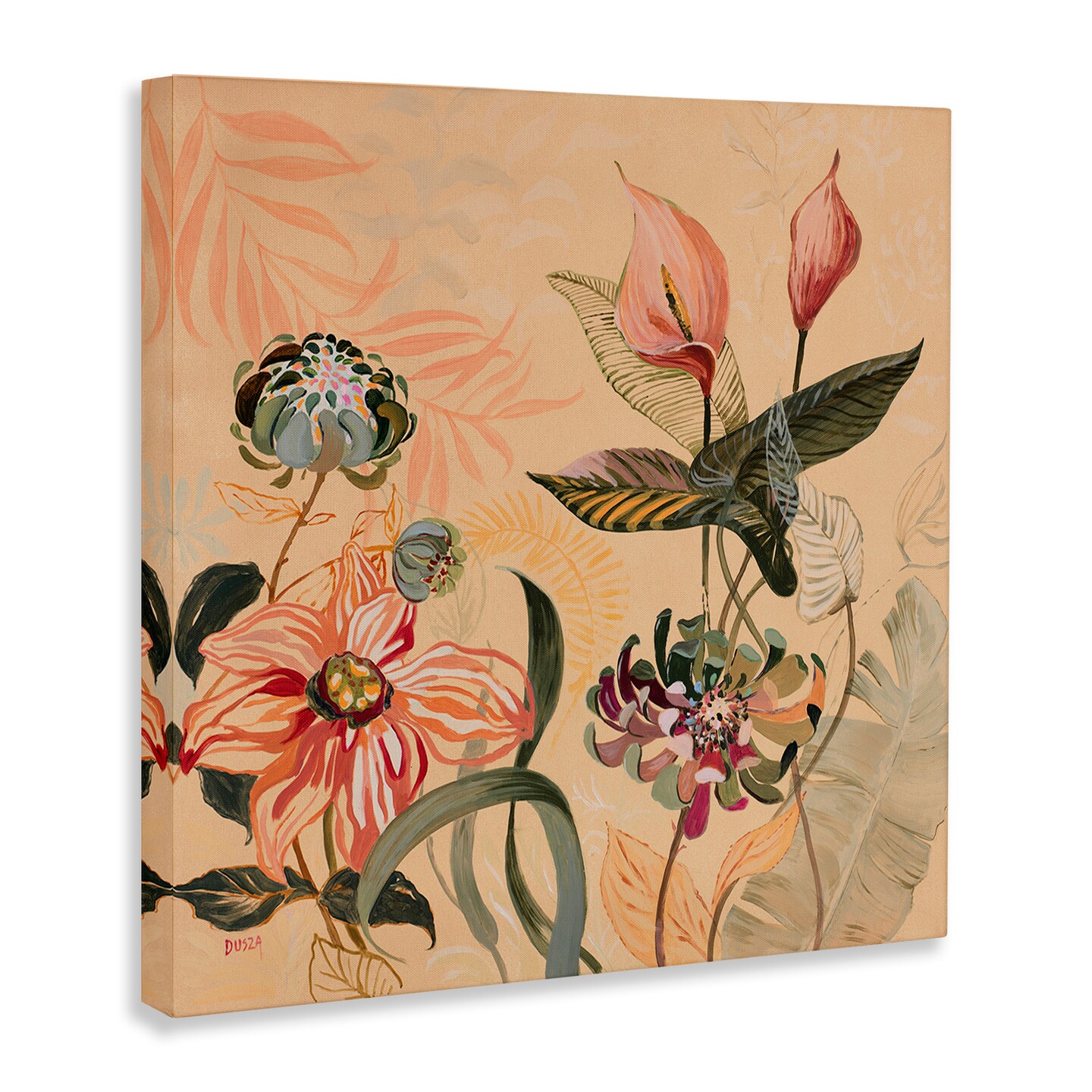 Stupell Industries Tropical Foliage & Blooms Canvas Design by Dusza