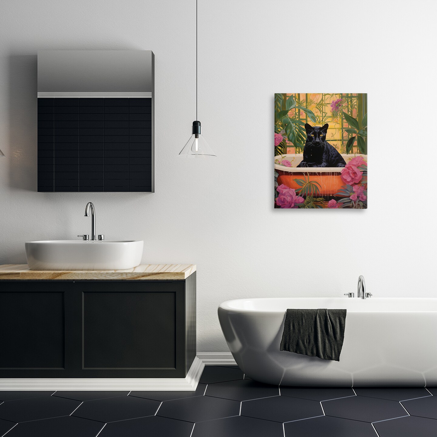 Stupell Industries Lush Tropics Panther Bath Canvas Design by Heidi Kuntz
