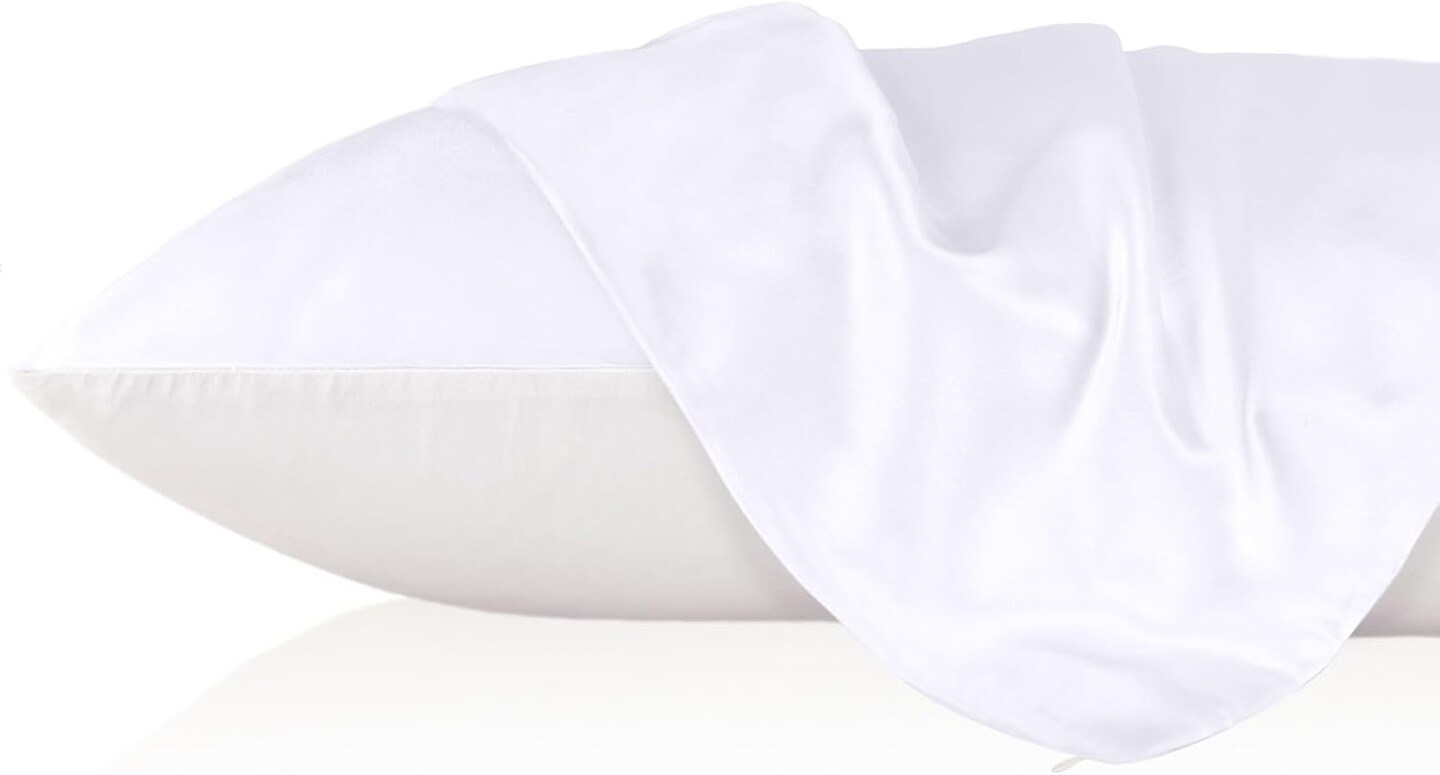 Natural Silk Pillowcase for Hair and Skin with Cotton Underside Standard 20x26 Inch White 1pc 19 Momme