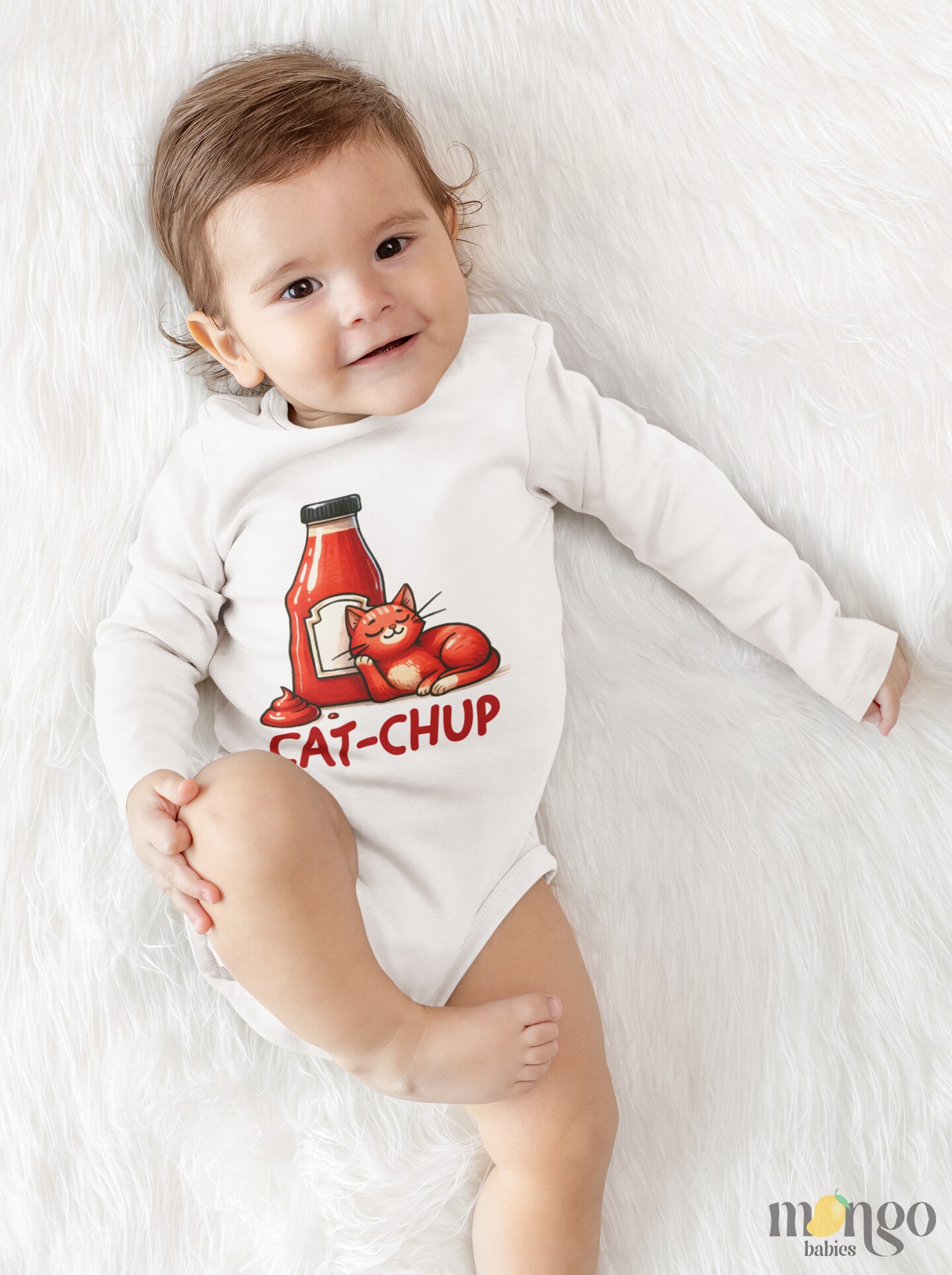 Cat-chup Cat Baby Bodysuit – Cat Ketchup Kids T-Shirt Toddler Tee, Cat Lover Baby Clothes B47-z product 2