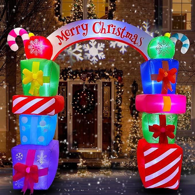 Boxes Arch Archway with Candy Merry Christmas Decoration Blow Up LED Lighted for Xmas Lawn Yard Garden Home Indoor Outdoor