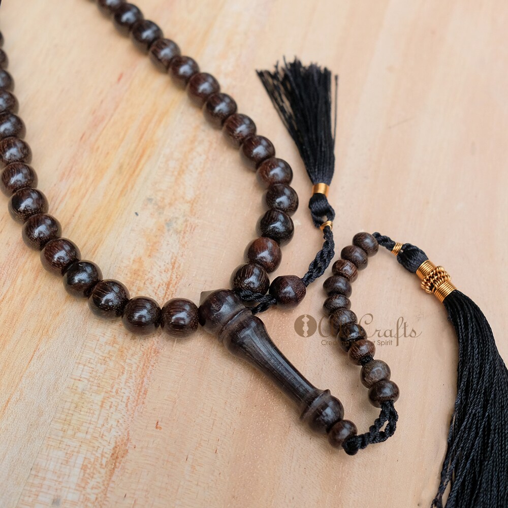 Muslim Prayer Beads - Tamarind Wood Dhikr Tasbih 8mm Copper Black