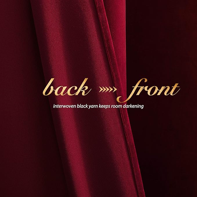 Christmas Red Velvet Curtains and Drapes for Bedroom, Home Decor Panels for Home Theatre/Film Room/Stage (Set of 2, Rod Pocket Design, 84 inches Long)