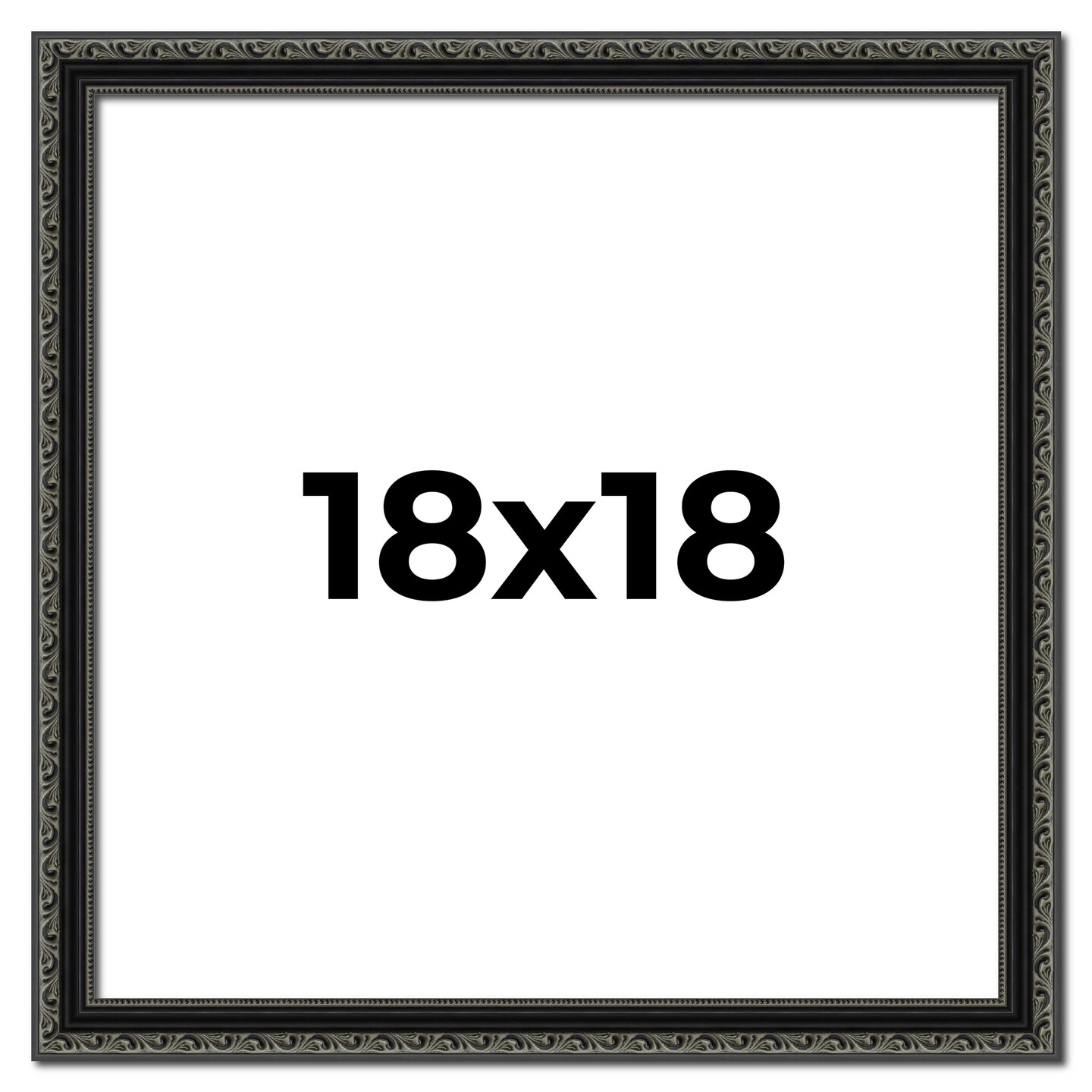 Square Antique Black Picture Frame - UV Acrylic, Foam Board Backing, Hanging Hardware