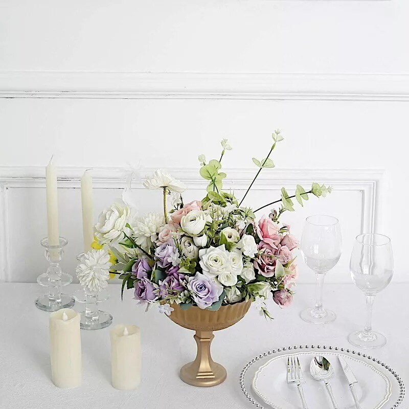 7" Gold Roman Style Metal Compote Vase Flower Bowl Centerpiece Party Decorations