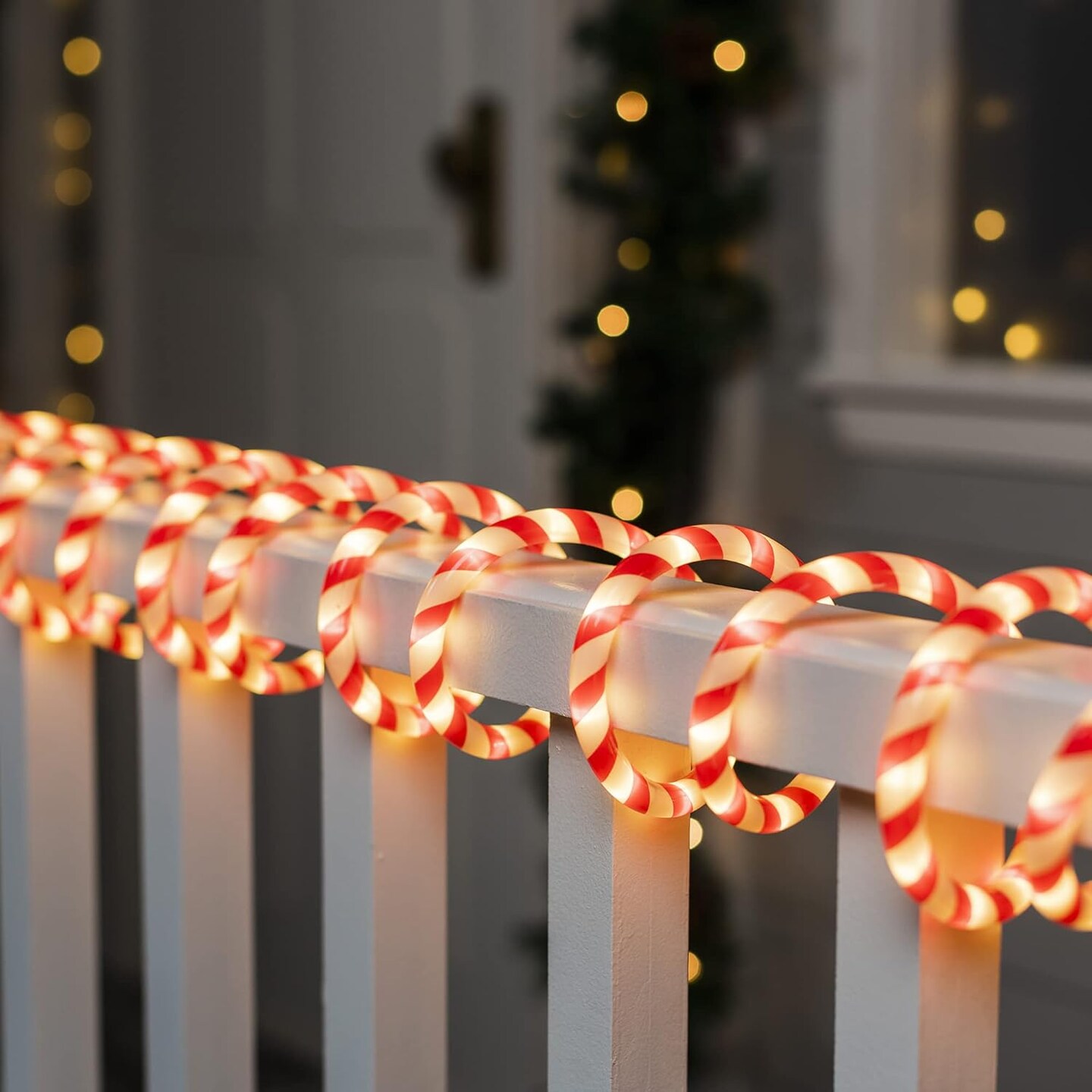 40FT LED Candy Cane Rope Lights, Waterproof Outdoor 360 LED Christmas Decor Lights for Garden Yard Party Xmas Christmas Holiday Decorations