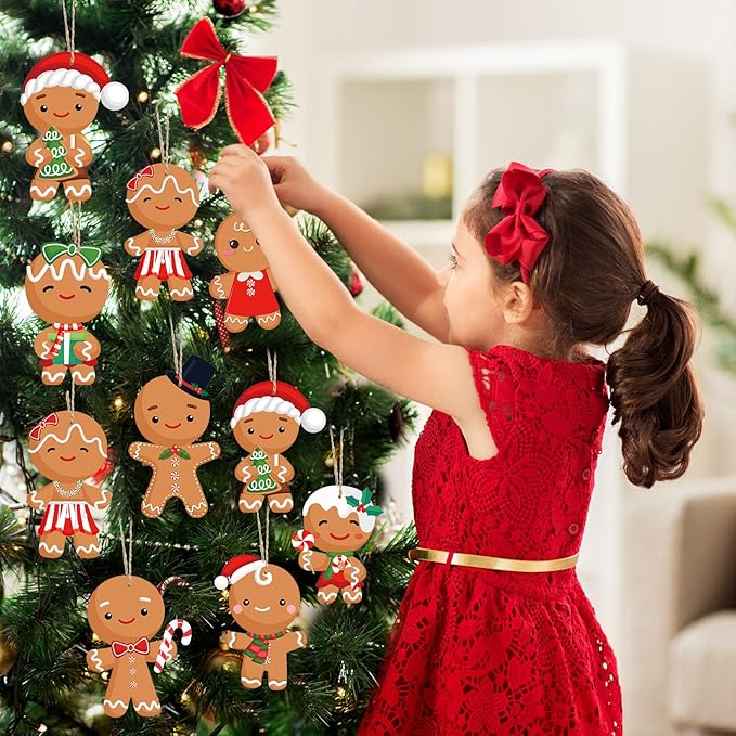Bulk Christmas Arts and Crafts DIY Christmas Tree Ornament Kit Make Your Own Xmas Tree Ornaments Self Adhesive Sticker Sheets for Xmas Tree(Gingerbread Man)