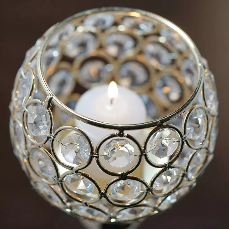 Gold 16&#x22; tall Beaded Ball Candle Holder Wedding Centerpiece Party Decorations