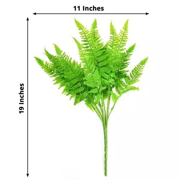 2 Green 19&#x22; Faux Boston Fern Artificial Leaves Greenery Stems Party Decorations