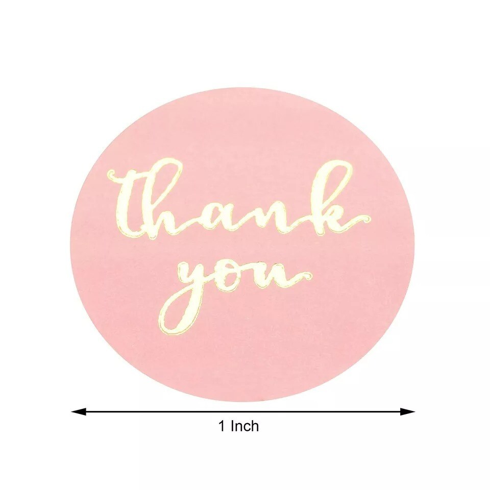 500 Blush Gold 1&#x22; Round Self Adhesive Thank You STICKERS DIY Craft Favors Labels