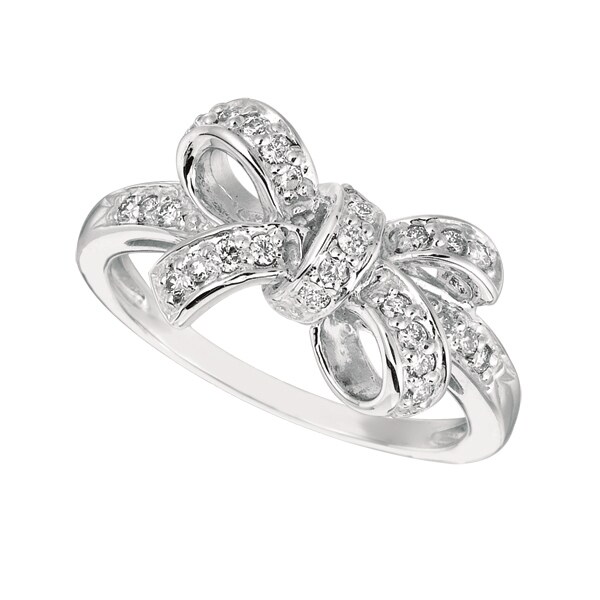 0.25 Carat Natural Diamond Bow Ring G SI 14K White Gold 382055142313967616
