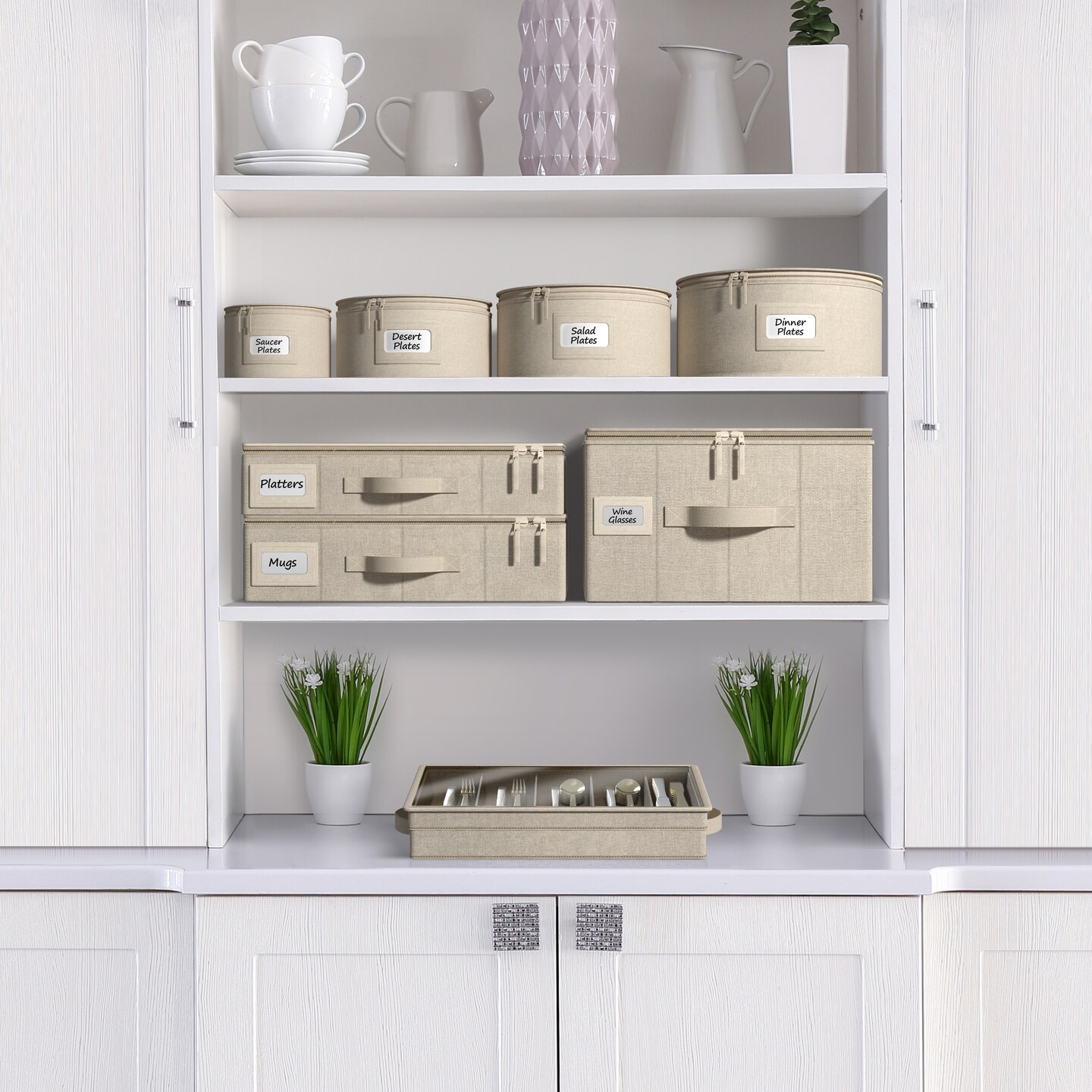 Sorbus 8 Piece Hard Shell Dinnerware Storage Cases - for Dinnerware, Mugs, Cups