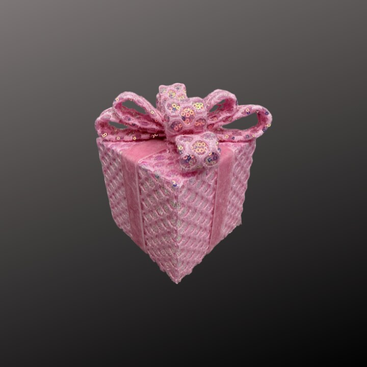 Pink Sequin Gift Box Decor with Velvet Bow | Christmas & Party Display-86355PK