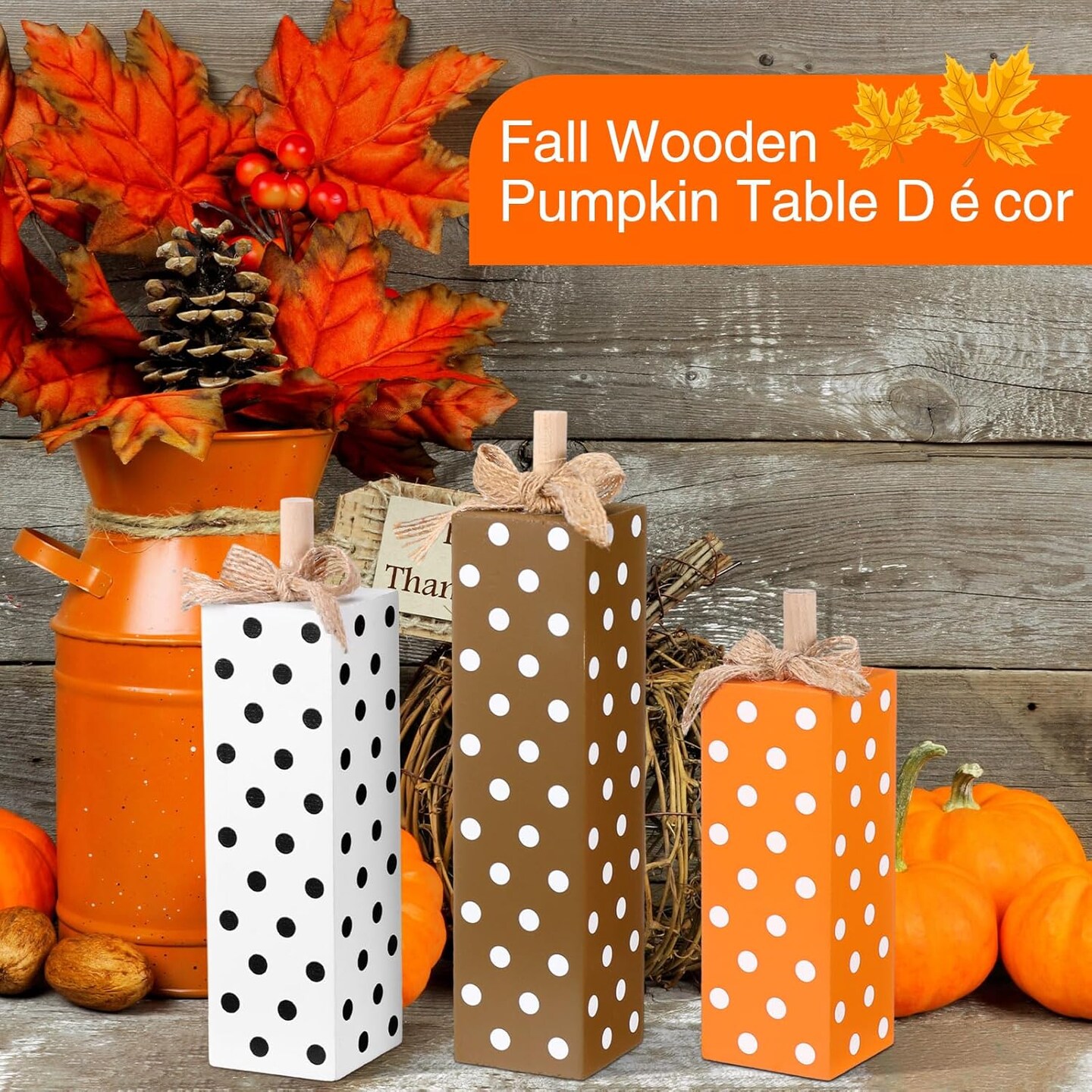 3 Pcs Fall Decorations for Home Fall Table Block Signs