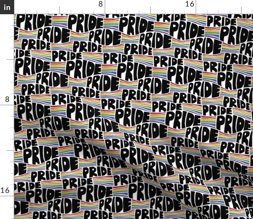 Retro Lgbtqia Pride Month Rainbow Queer Flag Block Lettering Lines Stripes Gay Activism Custom Printed Fabric by Spoonflower Various Fabrics by the Yard or Fat Quarter