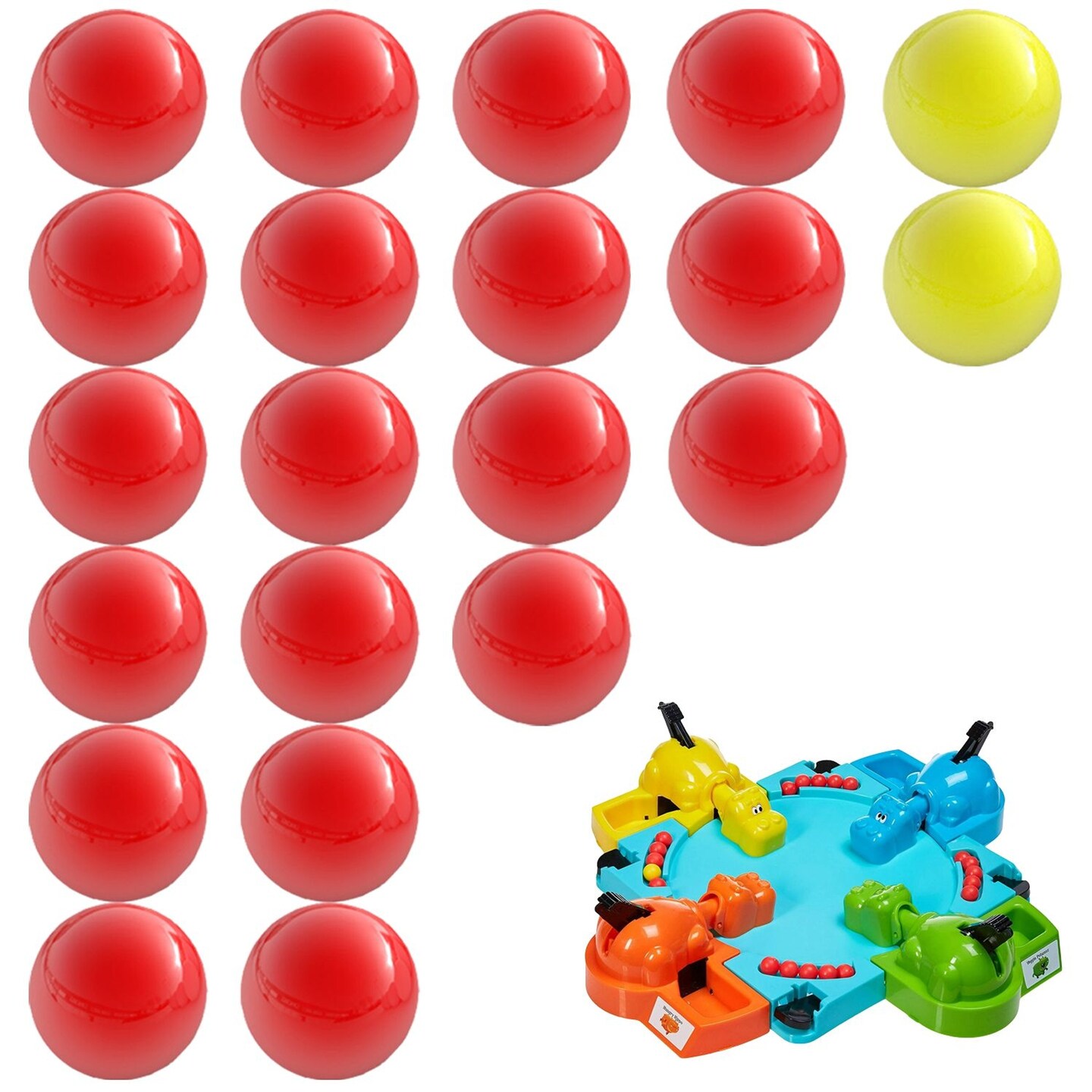Impresa 21 Pieces Replacement Marbles Compatible with Hungry Hungry Hippos for Kids Ages 6-14 - Includes 19 Red Balls with 2 Extra Yellow Balls - Great for Replacing Lost or Damaged Game Pieces