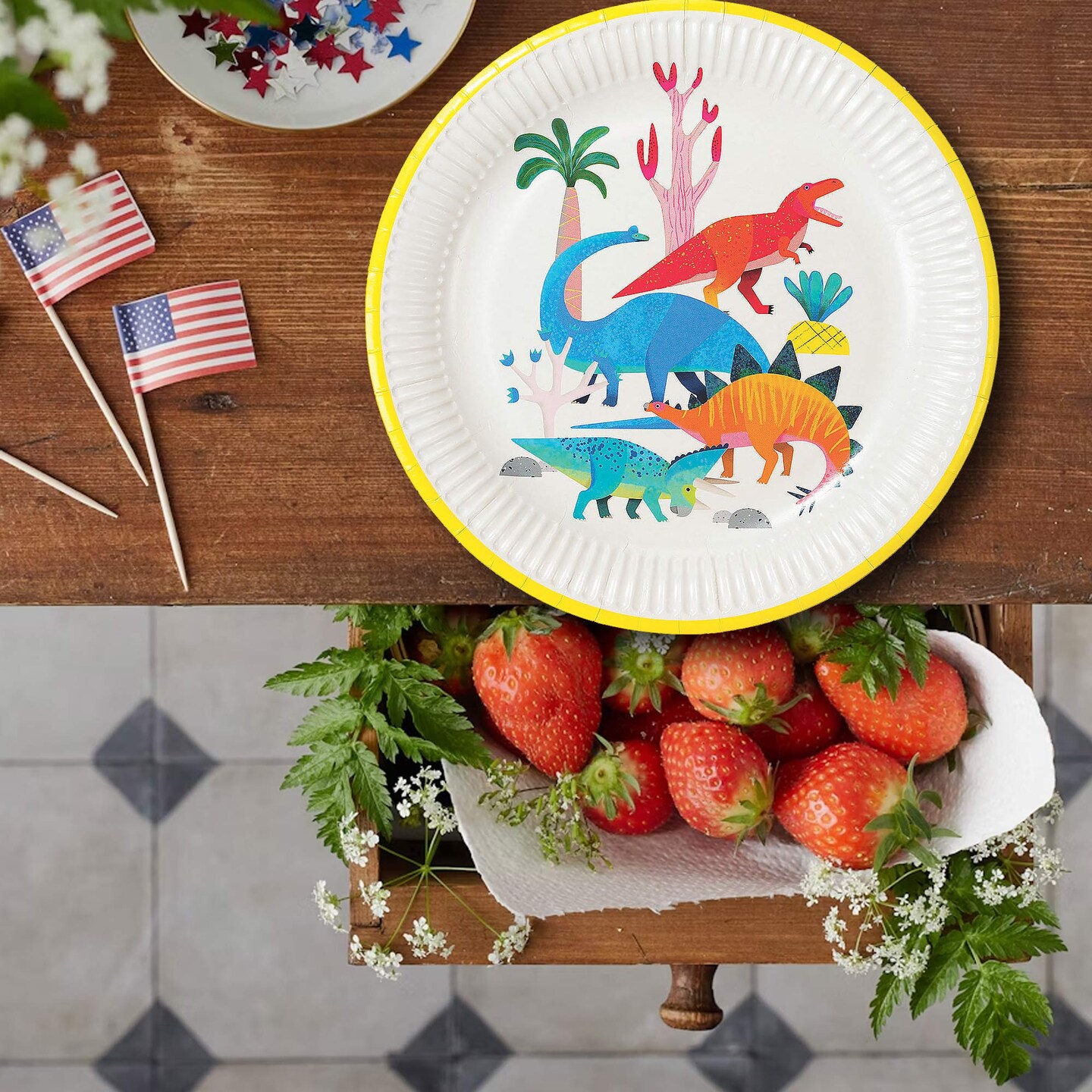 8 Count Bright Dinosaur Party Paper Dinner Plates Pastel Designs 10 Inch