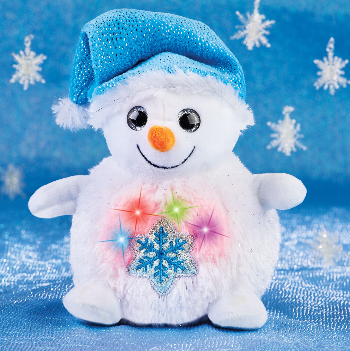 Collections Etc Lighted Color Changing & Singing Plush Snowman Figurine