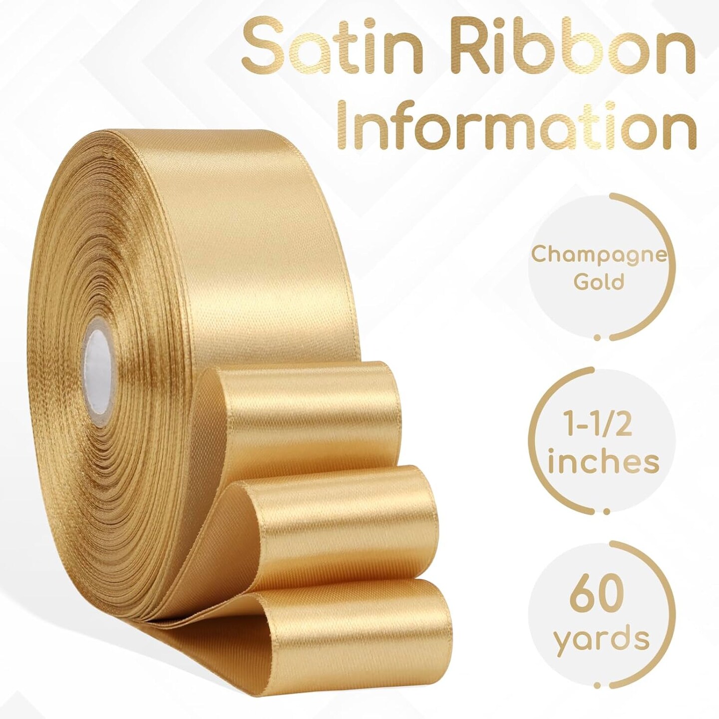 Champagne Gold Ribbon - 1-1/2 Inch x 60 Yards (Champagne Gold)