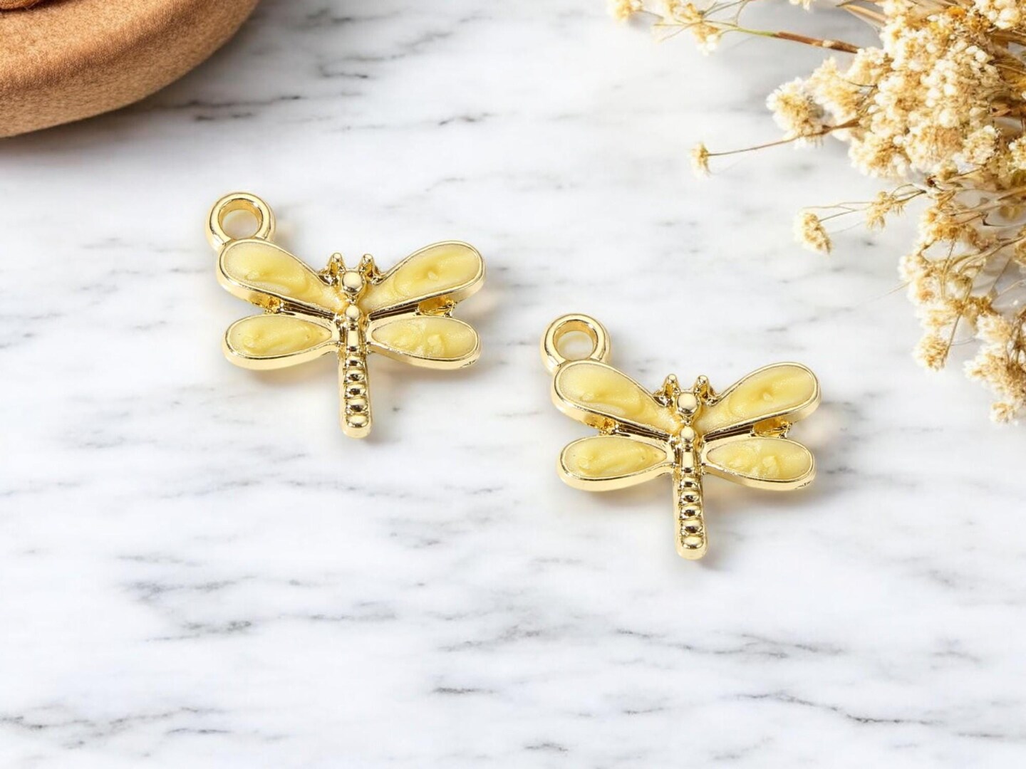 16x15mm Gold Plated Enamel Dragonfly Charms - Choose Your Color