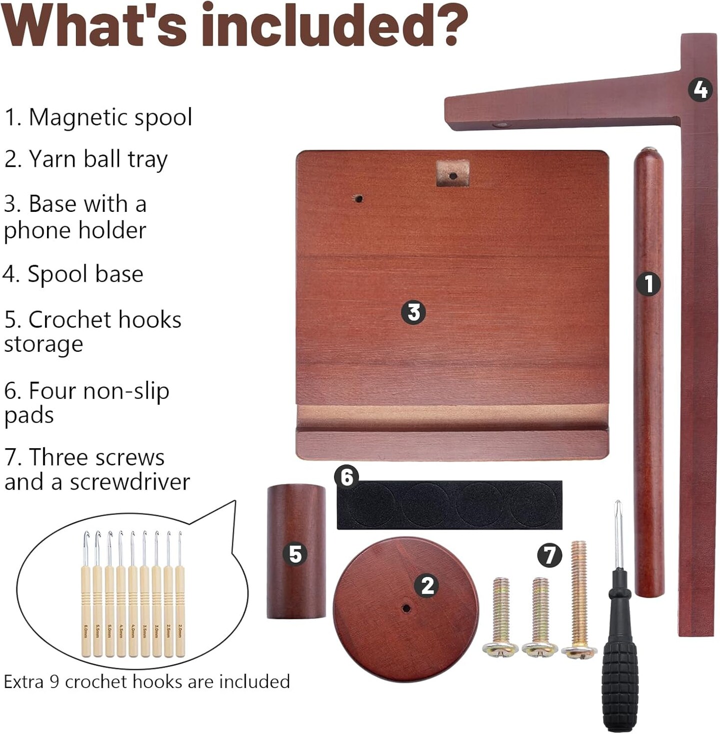 Wooden Yarn Holder for Crocheting