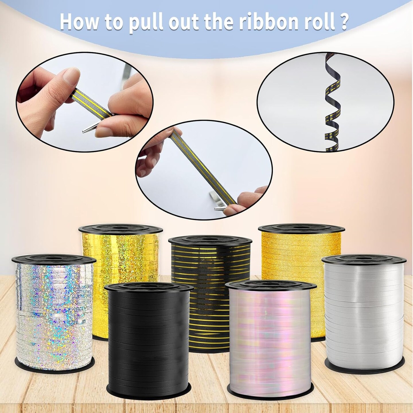 Black Gold Rimmed Curling Ribbon
