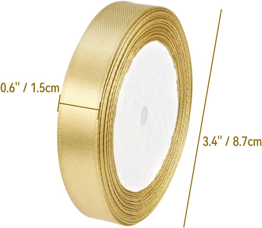 1 Roll Gold Double Faced Satin Ribbon - 24 Yards (0.6 Inch /1.5cm Wide)