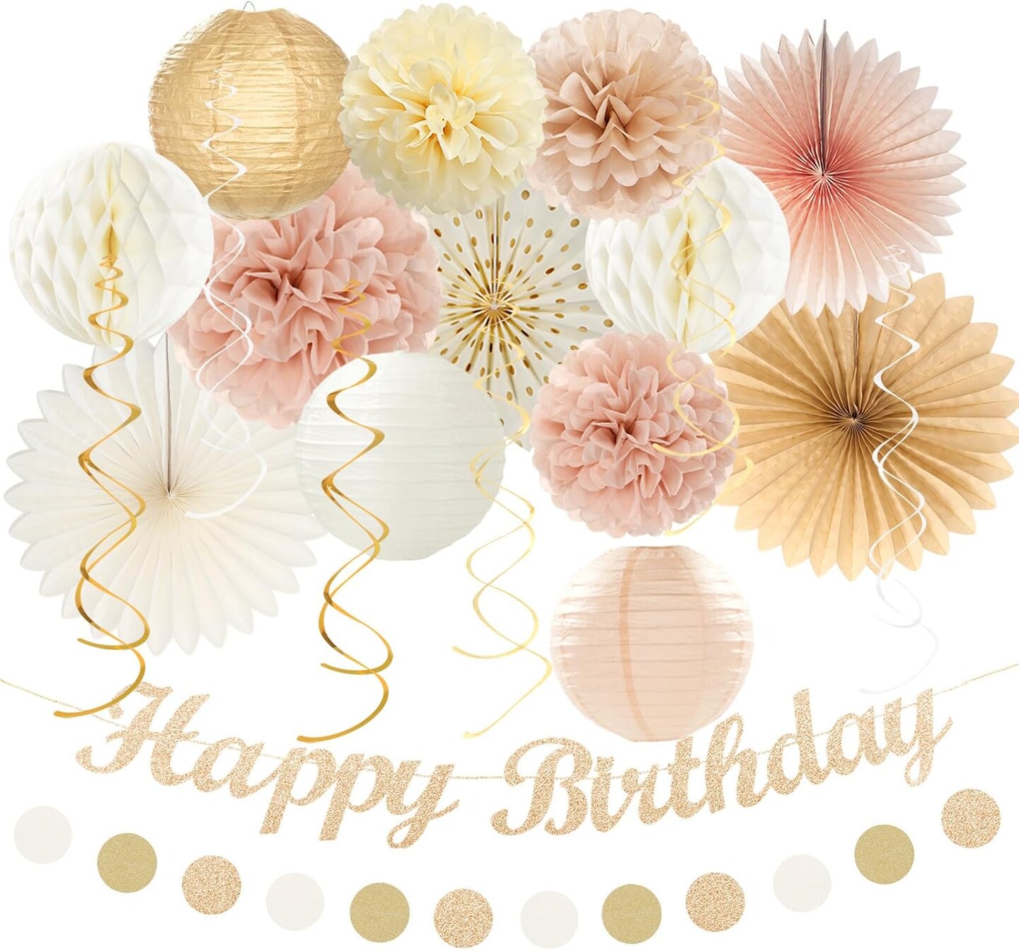 21pcs -Champagne-Gold Beige Fall Boho Birthday Party-Decorations