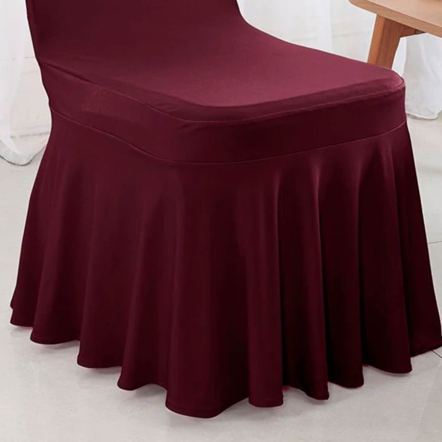 1 Piece Spandex Banquet Skirt Chair Cover Burgundy Stretch Elegant Wedding Decor