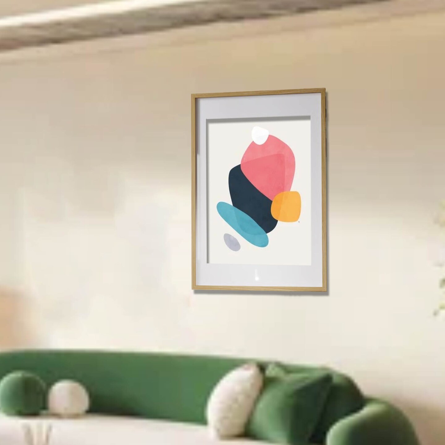 Oak Effect Frame with Mount, 24x36" – Horizontal/Vertical, No-Nail Hanging!