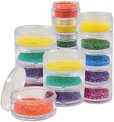 The Beadsmith &#x2013; Stack Jar 4-Piece Assortment &#x2013; 2 x 4 Stack, 1 x 5 Stack, 1 x 6 Stack, Pill containers, Empty Pot Jars, refillable Cosmetic containers, Small Plastic Organizers