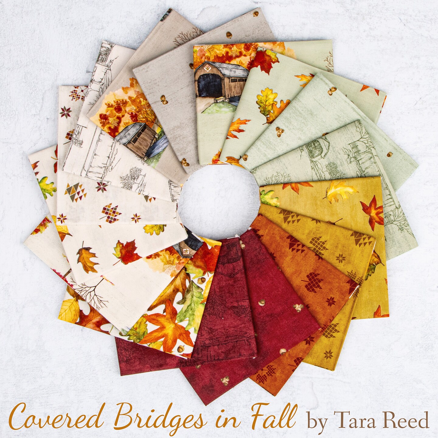 Fall Pillow Panel (pd16217-panel) | Covered Bridges in Fall | Tara Reed | Riley Blake