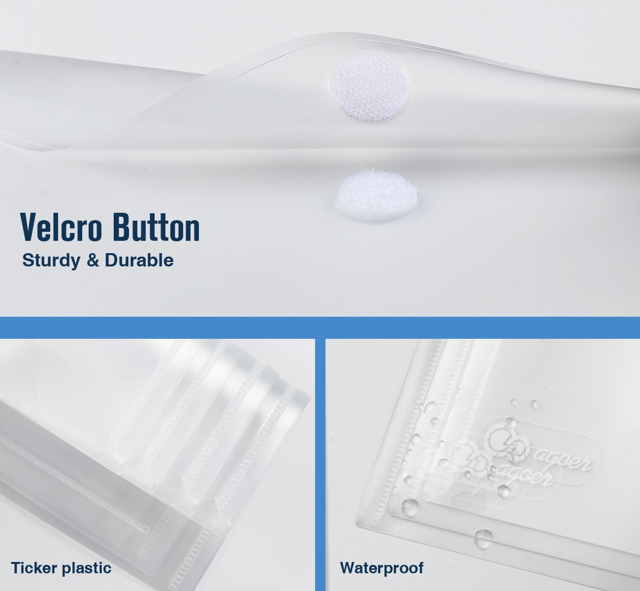 25 Pack Transparent Plastic Envelopes File Folders, A4 Letter Size (Clear)